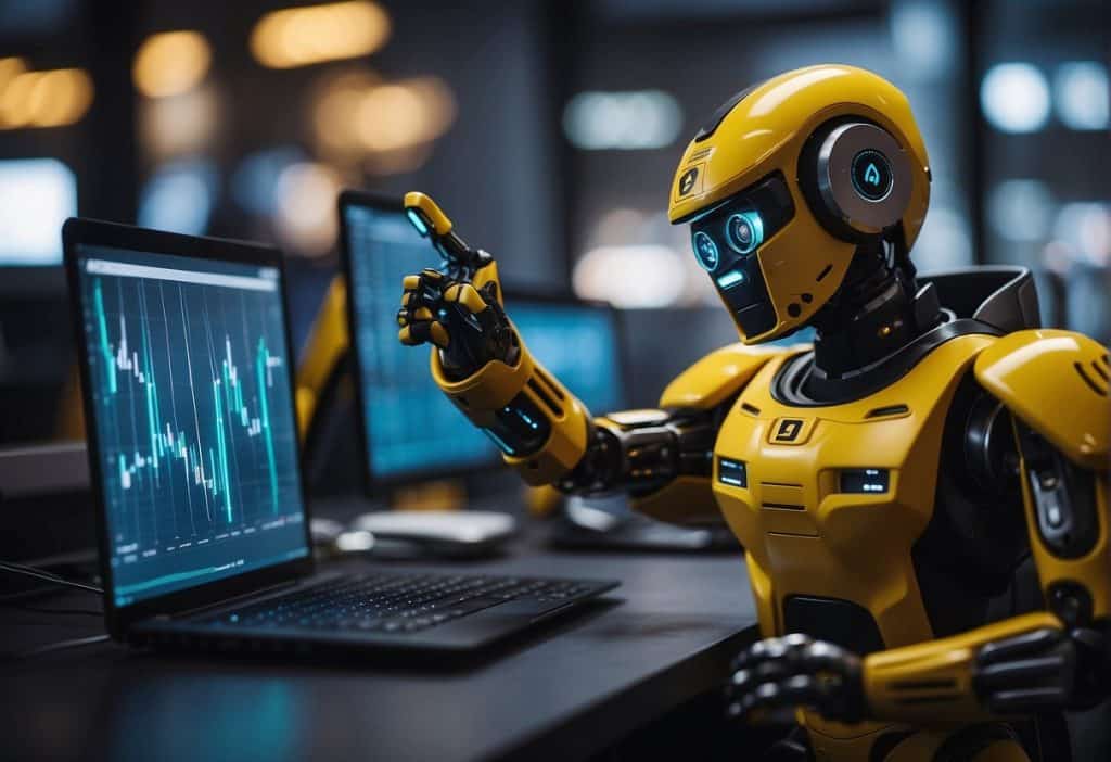 Multiple trading bots executing buy and sell orders on the Binance exchange, with fluctuating market dynamics