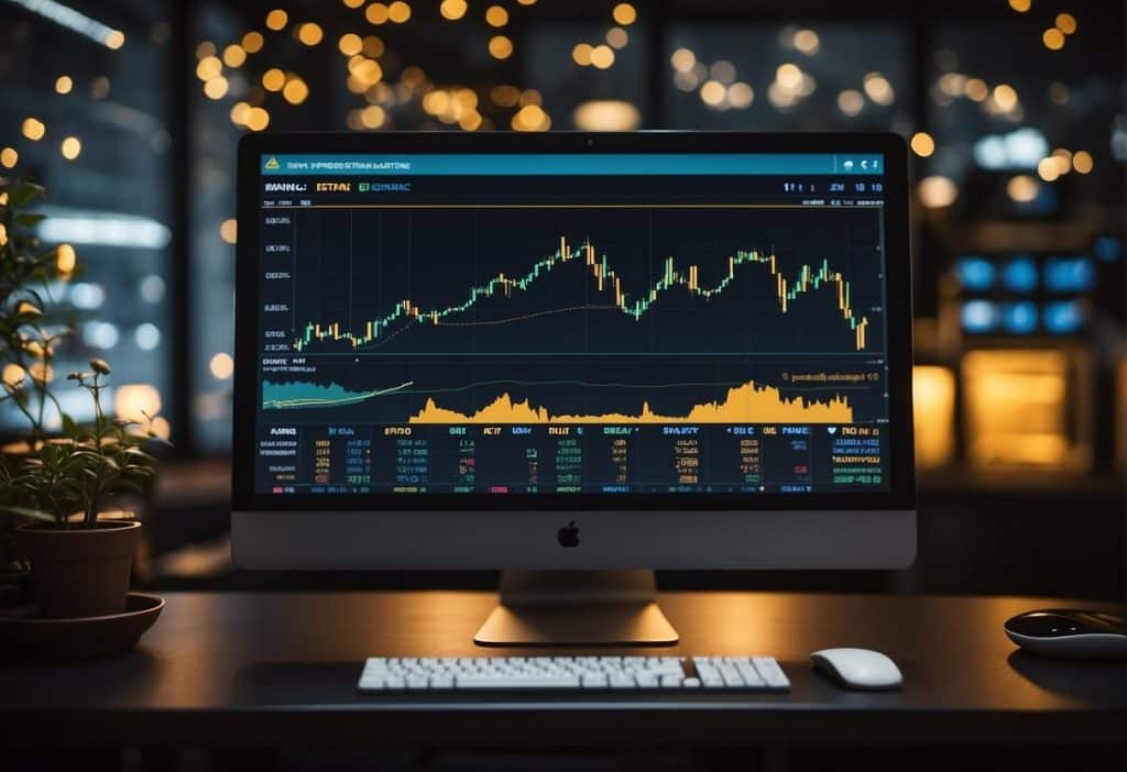 A computer screen displaying Binance margin trading mechanics with charts and trading options