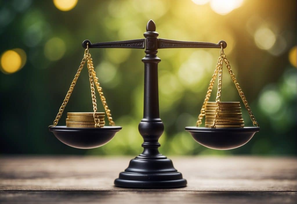 Two contrasting scales, one labeled "Regulation" and the other "Compliance," are shown tipping unevenly in a balance, symbolizing the comparison between Binance and Bybit