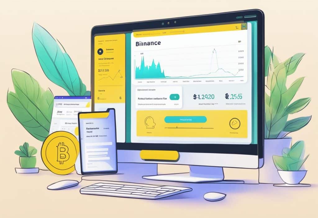 A computer screen with the Binance.US website open, showing the referral code section highlighted