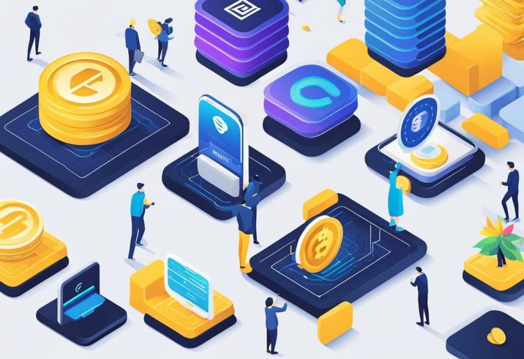 Two digital platforms compete. Coinbase and Gemini offer additional services. Display their logos and features