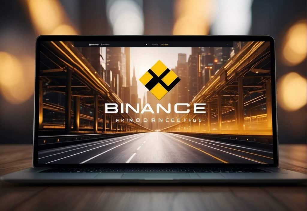 Binance Bridge logo and name prominently displayed on a sleek, modern interface with a seamless flow of digital assets crossing between blockchains